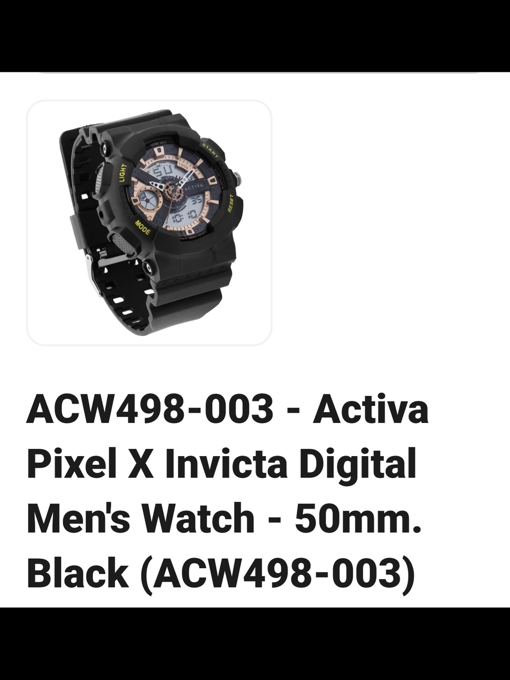 Invicta Black and Rose Gold Sport Digital Hybrid Men's Watch